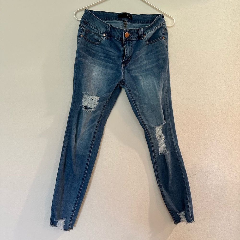 Size 28 Skinny Ankle Jeans with holes light wash